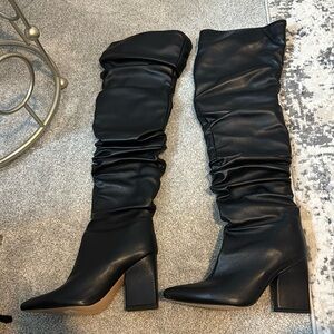 PLT black thigh high boots sz 9